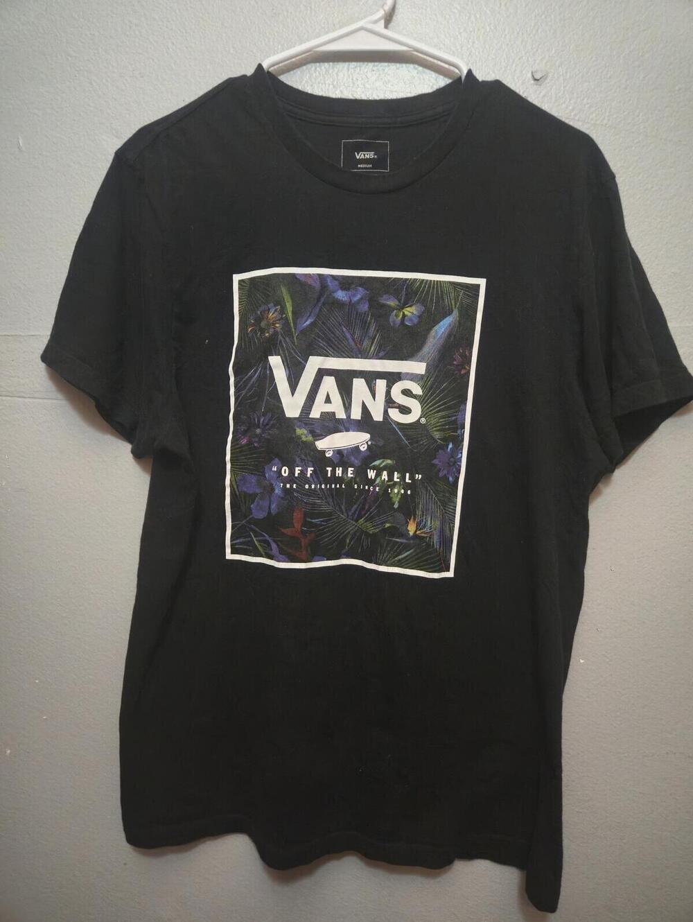 Vans Off the Wall Medium Custom Fit Black Graphic T-Shirt Mens